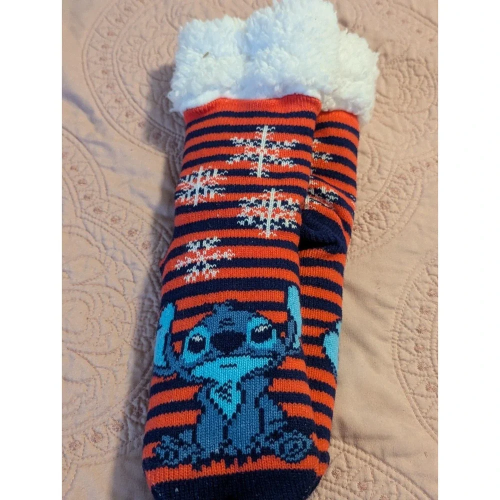 Disney Stitch Comfy Feet Unisex Fuzzy‎ Baba Slipper Socks Shoe Size 4-10 NWT